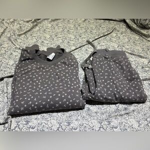 Sister Bloom grey floral sweatshirt sweatpants small medium set lounge joggers